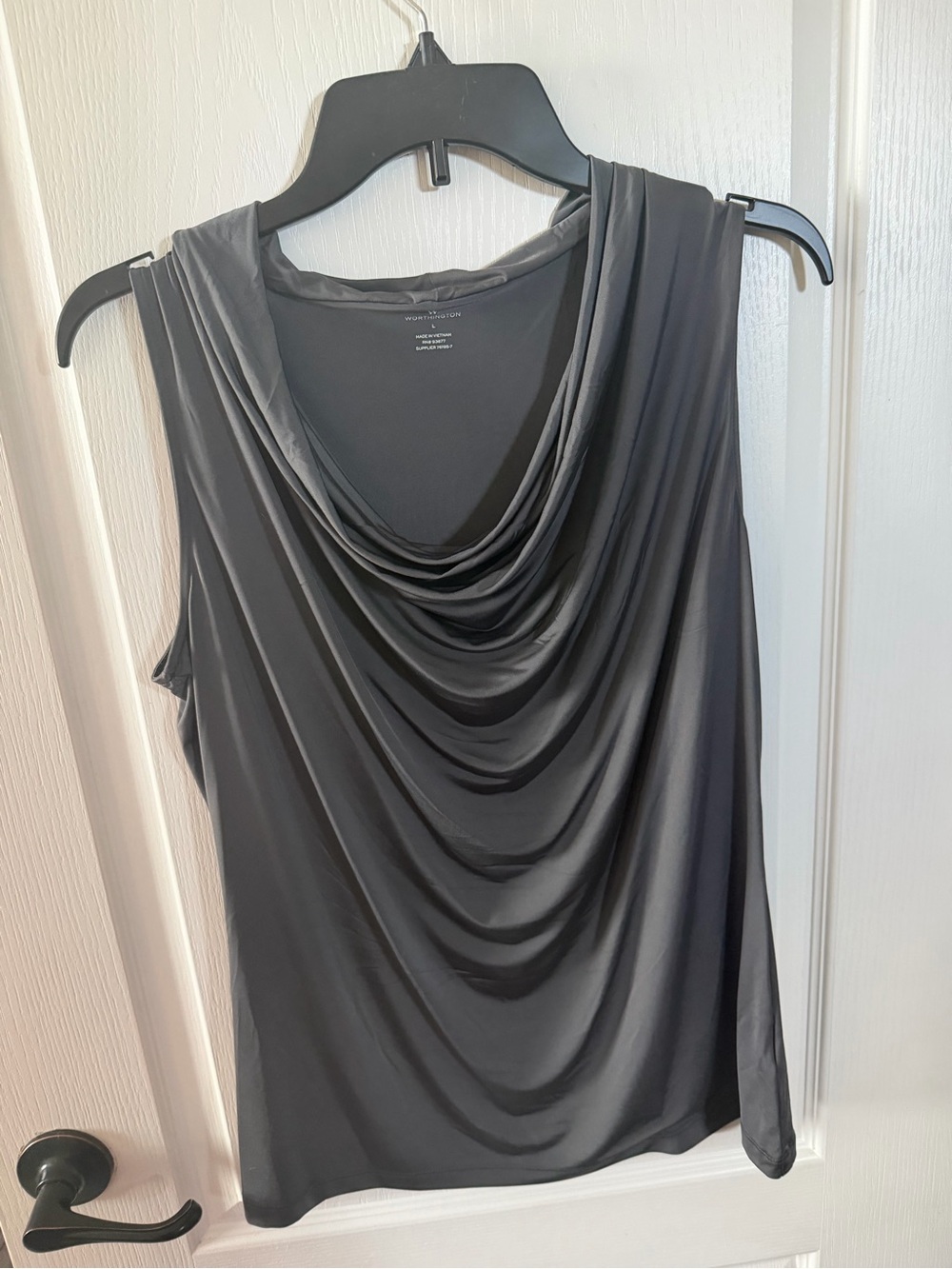 Worthington Grey Draped Cowl Neck Sleeveless Camisole
